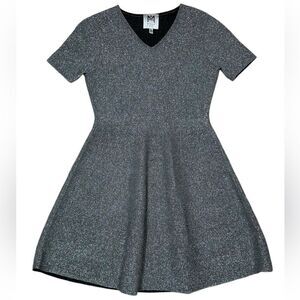 Milly Minis Girls Fancy Silver Metallic Twirly Skater Dress